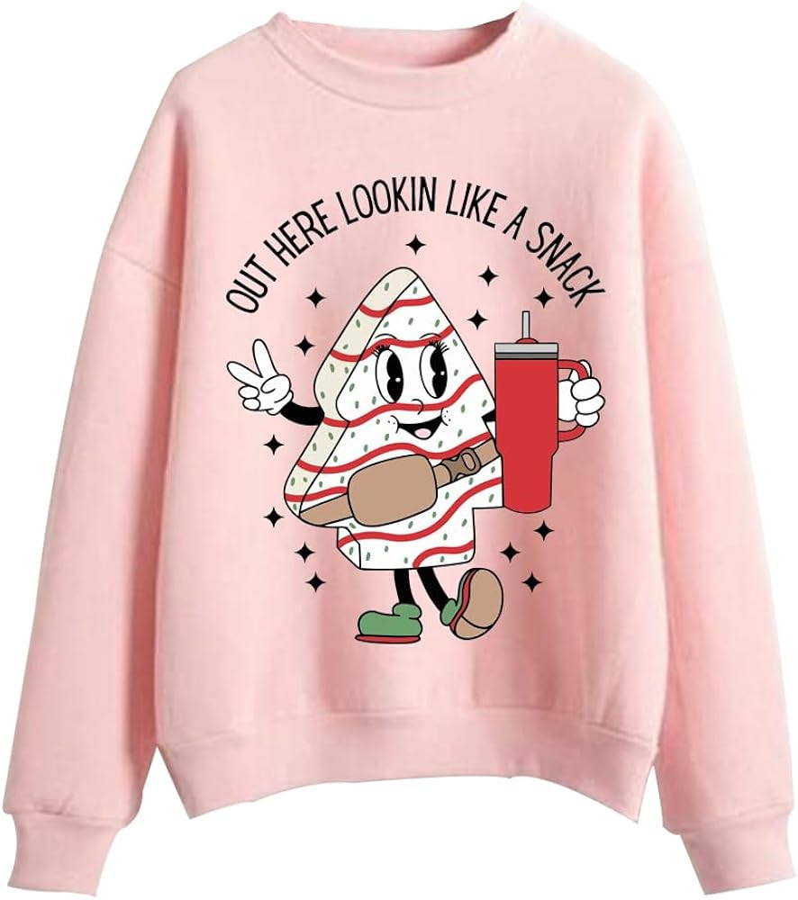 SUNOWE Out Here Looking Like A Snack Sweatshirt Funny Boo Jee Christmas Tree Cake Oversized Crew ... | Amazon (US)