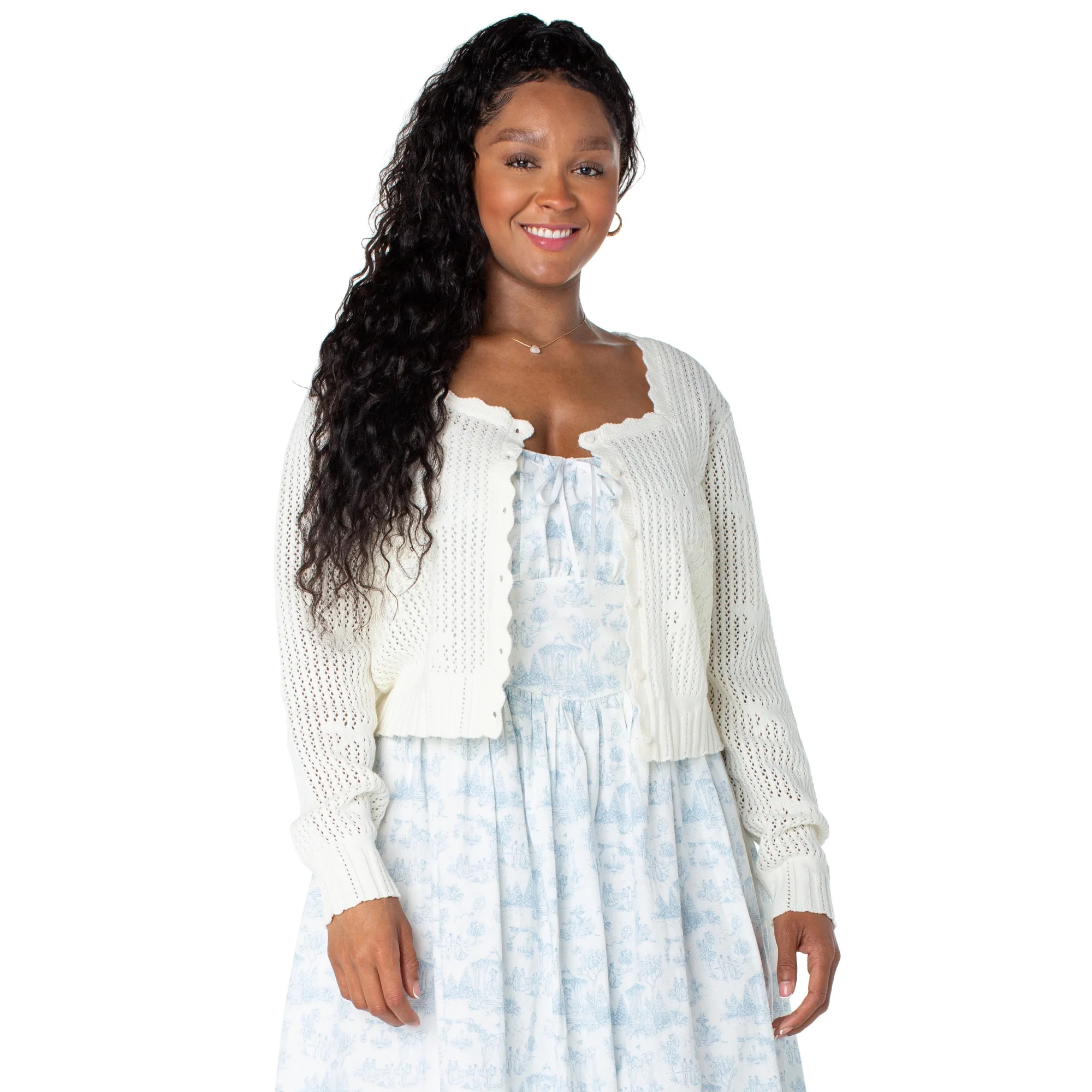 Bridgerton Celebrity Pink Women's and Women's Plus Square Neck Cardigan, Sizes XS-4X | Walmart (US)