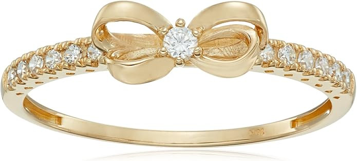 Amazon Collection 10K Gold Dainty Bow Ring set with Round Cut Infinite Elements Zirconia | Amazon (US)