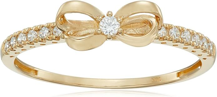 Amazon Collection 10K Gold Dainty Bow Ring set with Round Cut Infinite Elements Zirconia | Amazon (US)