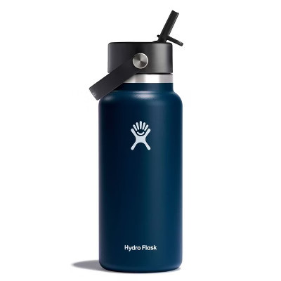 Hydro Flask 32oz Wide Mouth Flex Straw Bottle - Indigo: Vacuum-Insulated, BPA-Free | Target