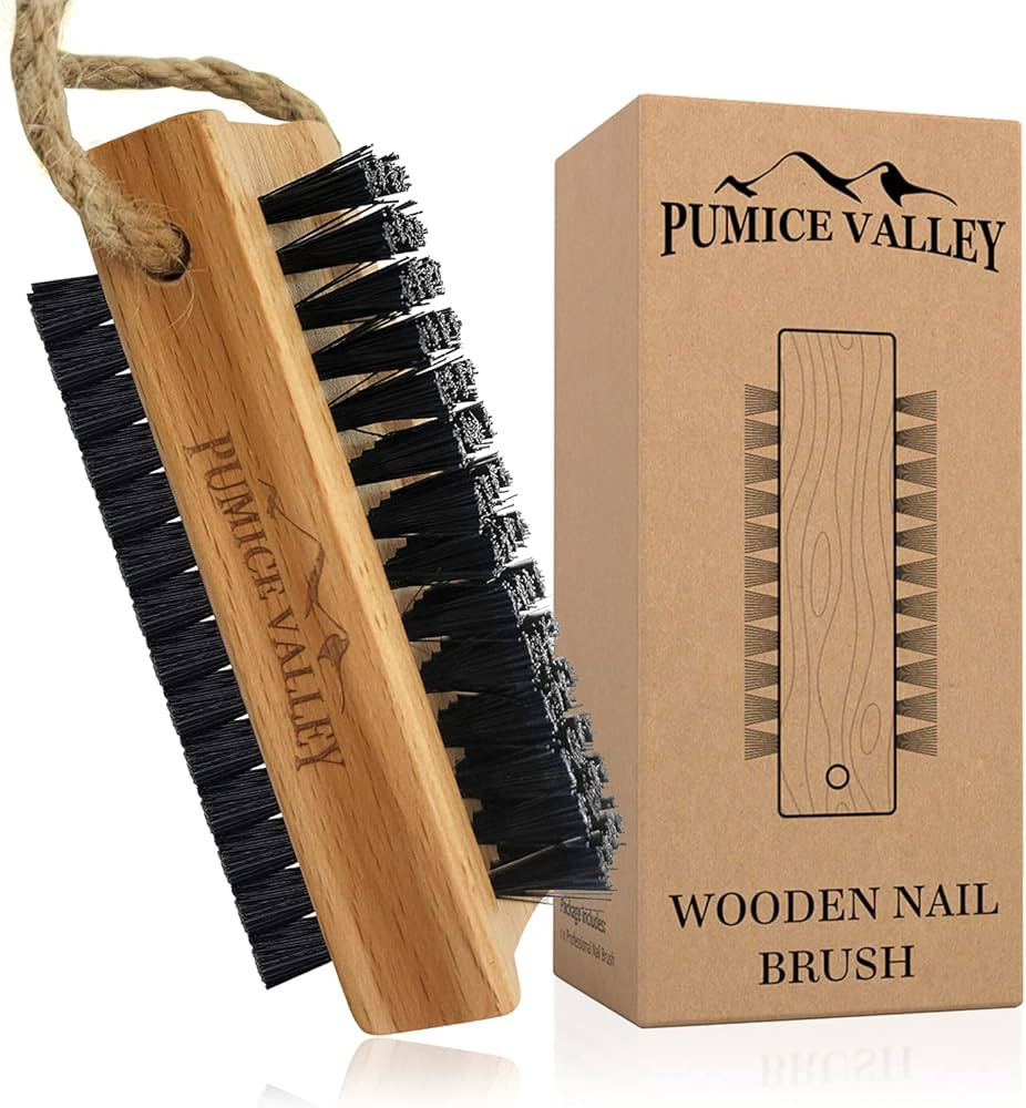 Wooden Cleaning Finger Nail Brush with Nylon Charcoal Bristles & Hanging Rope - Double-Sided Fing... | Amazon (US)