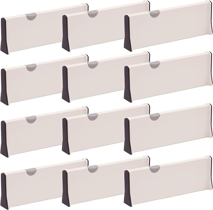 12 Pack Adjustable Dresser Drawer Dividers Organizers, Plastic Expandable Drawer Organization Sep... | Amazon (US)