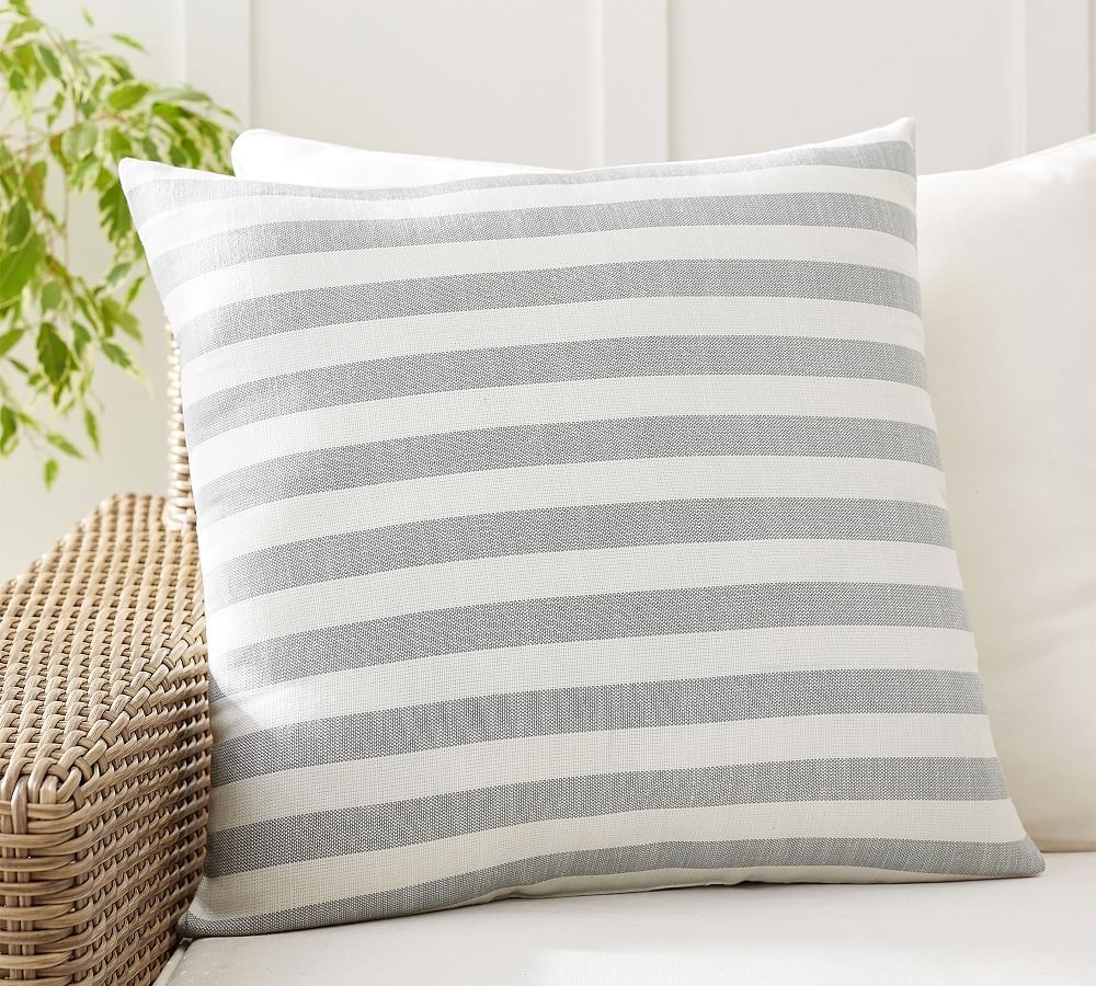Leandra Striped Reversible Outdoor Pillow | Pottery Barn (US)