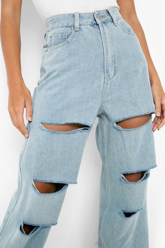 Multi Slash Boyfriend Jean | Boohoo.com (US & CA)