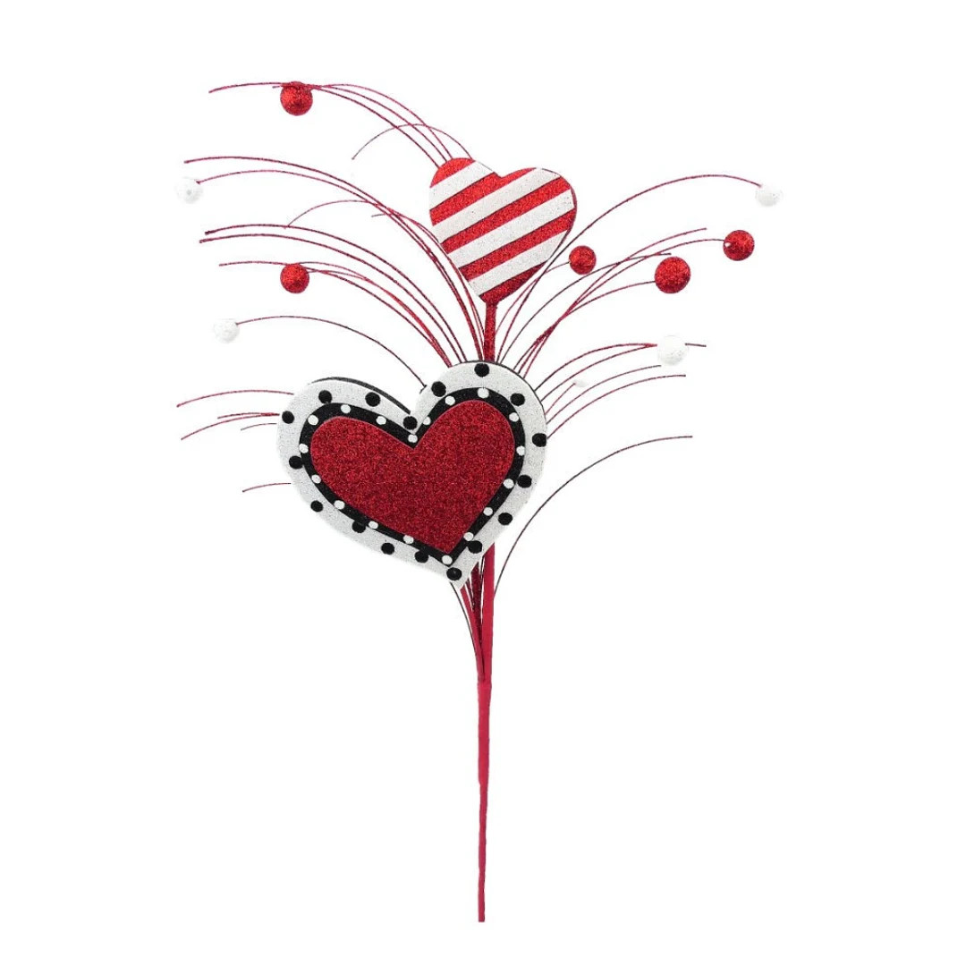 Heart Ball Spray 28", Valentine Heart Spray, Stripes Dots Border Heart Valentine Wreath Embellish... | Etsy (US)