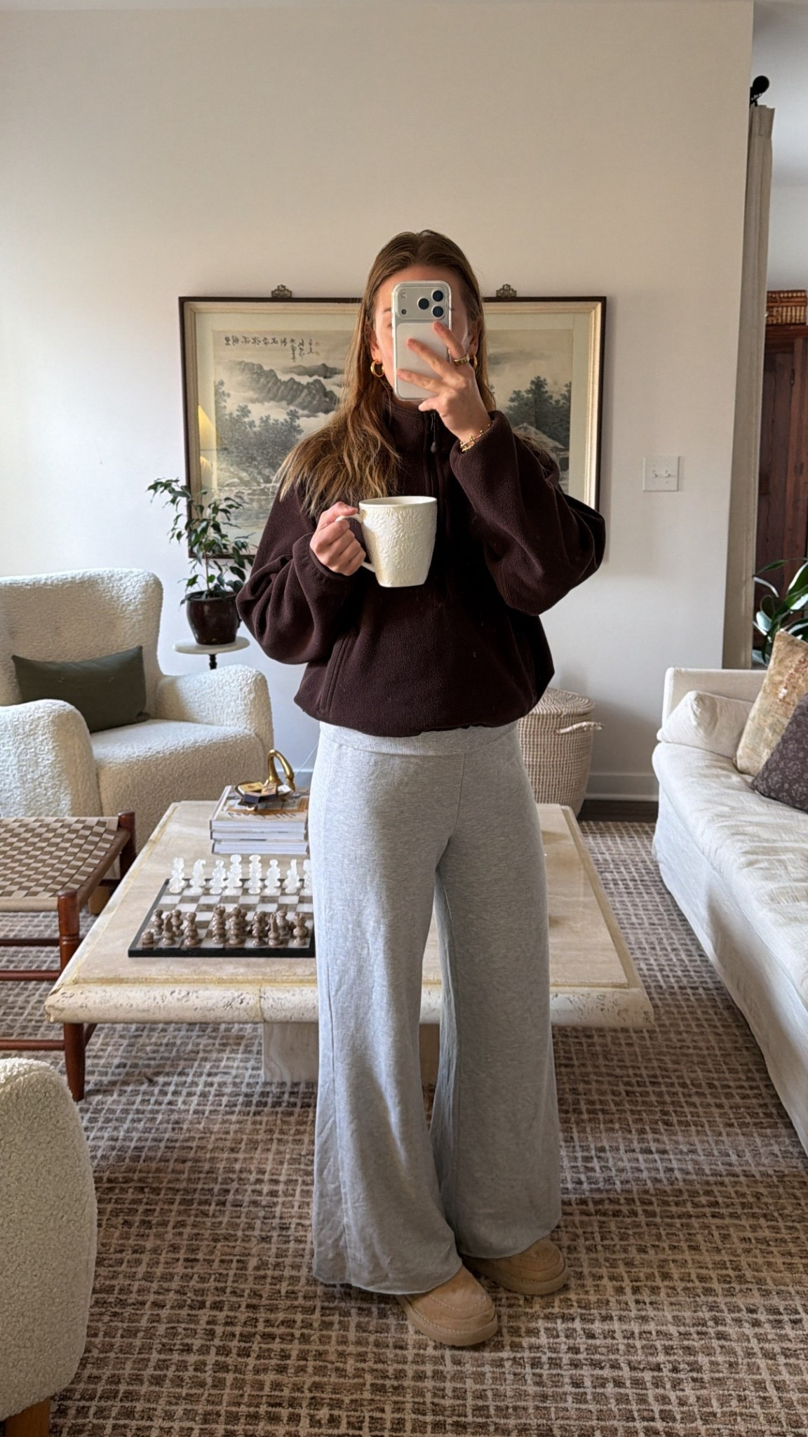 1/9/26 Cozy winter morning loungewear 🤍 Wearing my Aritzia fleece core zip paired with my Aerie gray lounge pants. The perfect comfy, easy set for slow mornings at home

#LTKootd #LTKmorningroutine