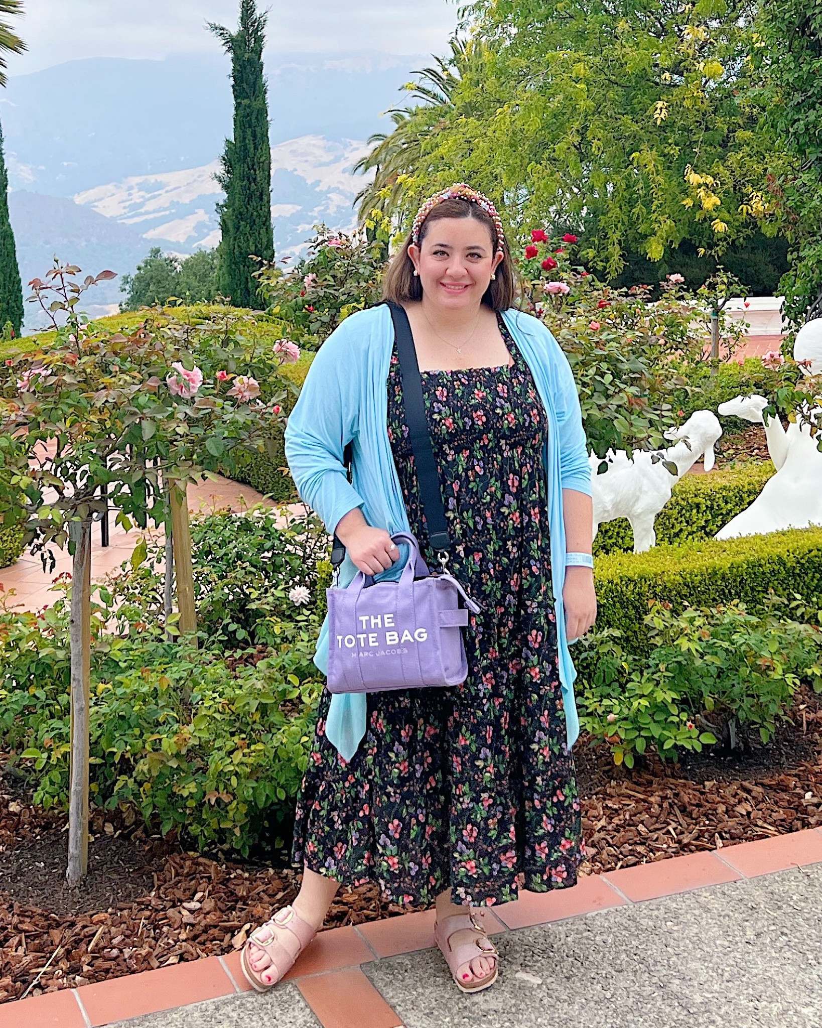 Dark floral midi dress, fall dress, nap dress, smocked dress, crossbody tote bag 

#LTKitbag #LTKSeasonal #LTKmidsize
