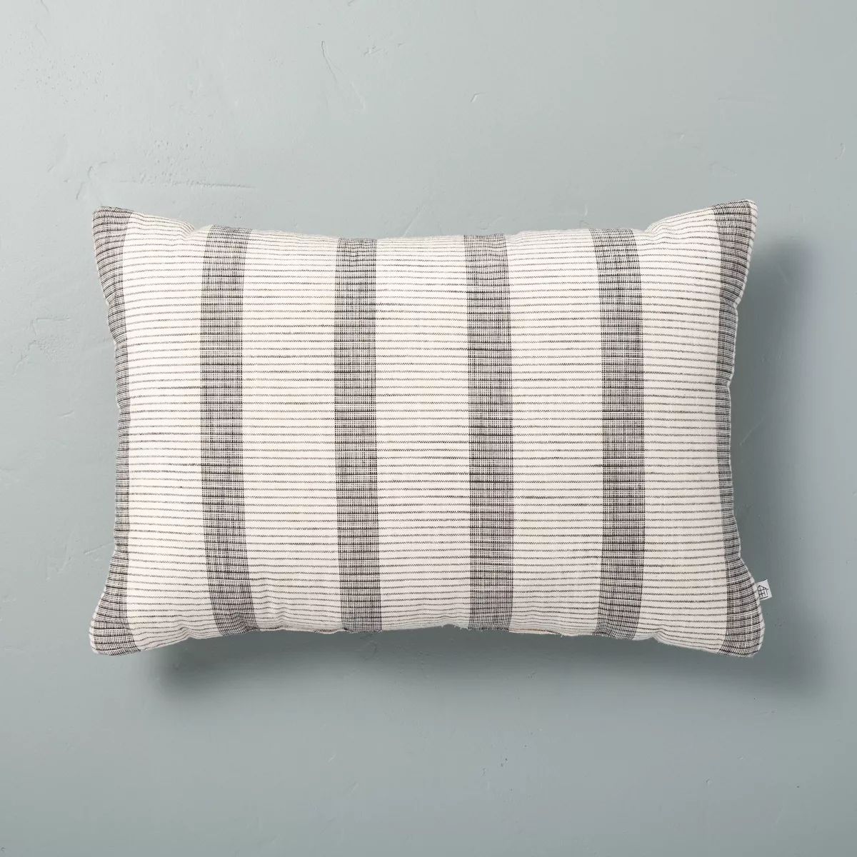 14"x20" Bold Textured Stripe Lumbar Throw Pillow Sour Cream/Railroad Gray - Hearth & Hand™ with... | Target