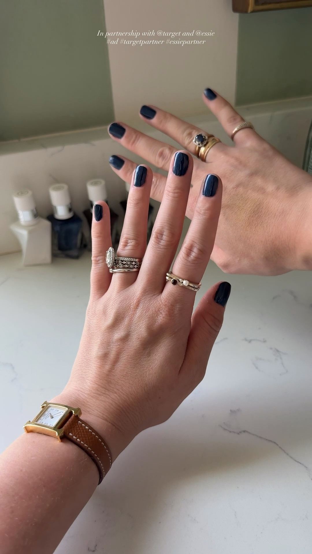 #ad I won’t tell anyone I’m ready for fall, but there will be signs… 🍂💅🏼 I partnered with @essie and @target to share the Gel by essie shades that convinced me summer was officially over. I used Ice Ice Navy for my first fall manicure of the season and finished with Gel by Essie Shiny Top Coat for long wear and that high-shine finish—no salon or UV lamp required.

Apparently one deep navy manicure matched with my outfit is all it takes for me to mentally move on from summer. 🤎 @shop.ltk #liketkit #targetpartner #essiepartner #target