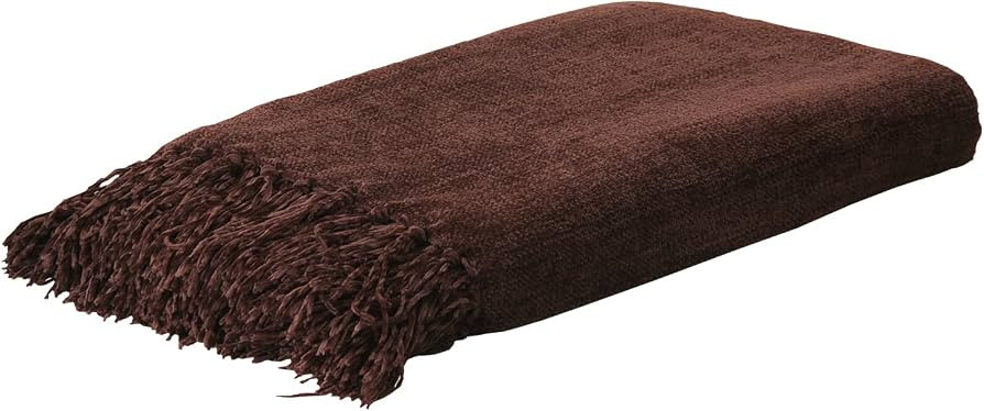 Yoenille Rust Brown Chenille Throw Blanket for Couch Bed\uff0cSoft Cozy Throw Blanket with Handma... | Amazon (US)