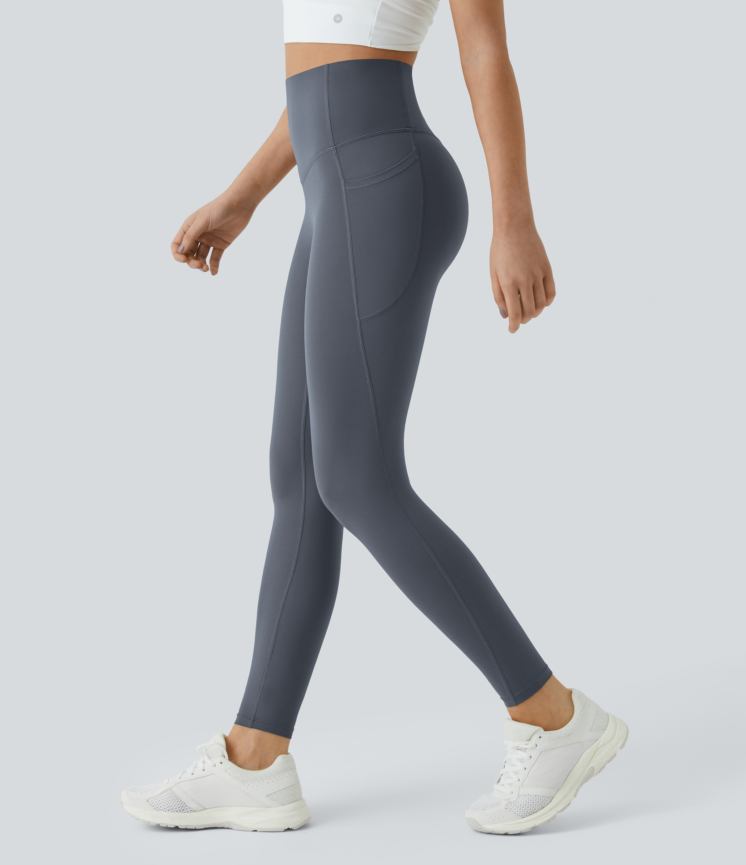 Halara Halara UltraSculpt™ SoCinched High Waisted Tummy Control Pocket Shaping Training Leggings - Silent Blue - XL(7/8) gym leggings | HALARA