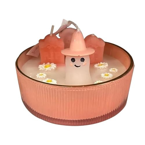 Pink Ghost Candle, 10cm Scented Pink Ghost Graveyard Candle, Cute Cupcakes and Cashmere Pink Ghost Candle, Halloween Pink Ghost Candle Decor, Cute Halloween Candle for Halloween Favors | Amazon (US)