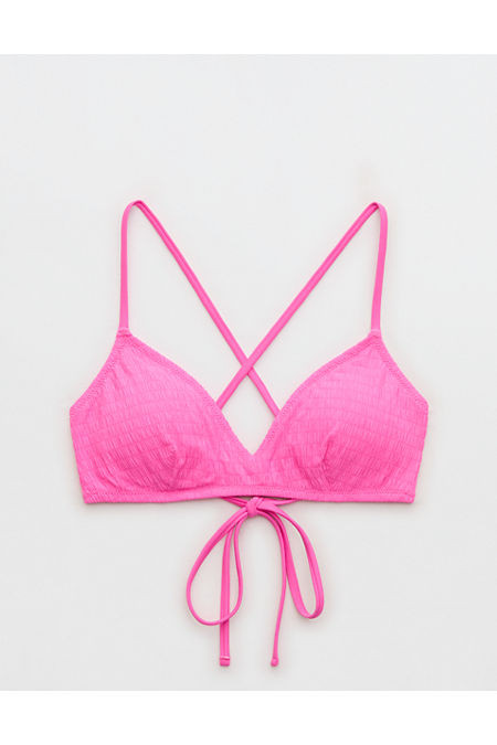 Aerie Tie Back Voop Bikini Top NULL Pink Punch XXS | Aerie