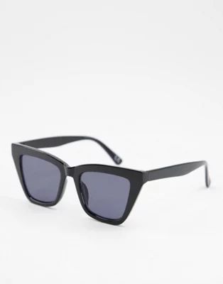 ASOS DESIGN angular frame cat eye sunglasses in black | ASOS (Global)