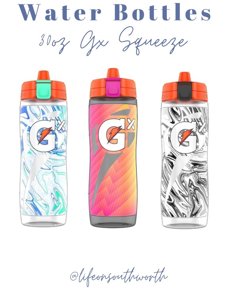 These 30oz Gx Squeeze bottles are perfect for any active family member. Right now, several color options are on sale! Loving these fun patterns on these three bottles. 

#LTKSaleAlert #LTKFamily #LTKActive