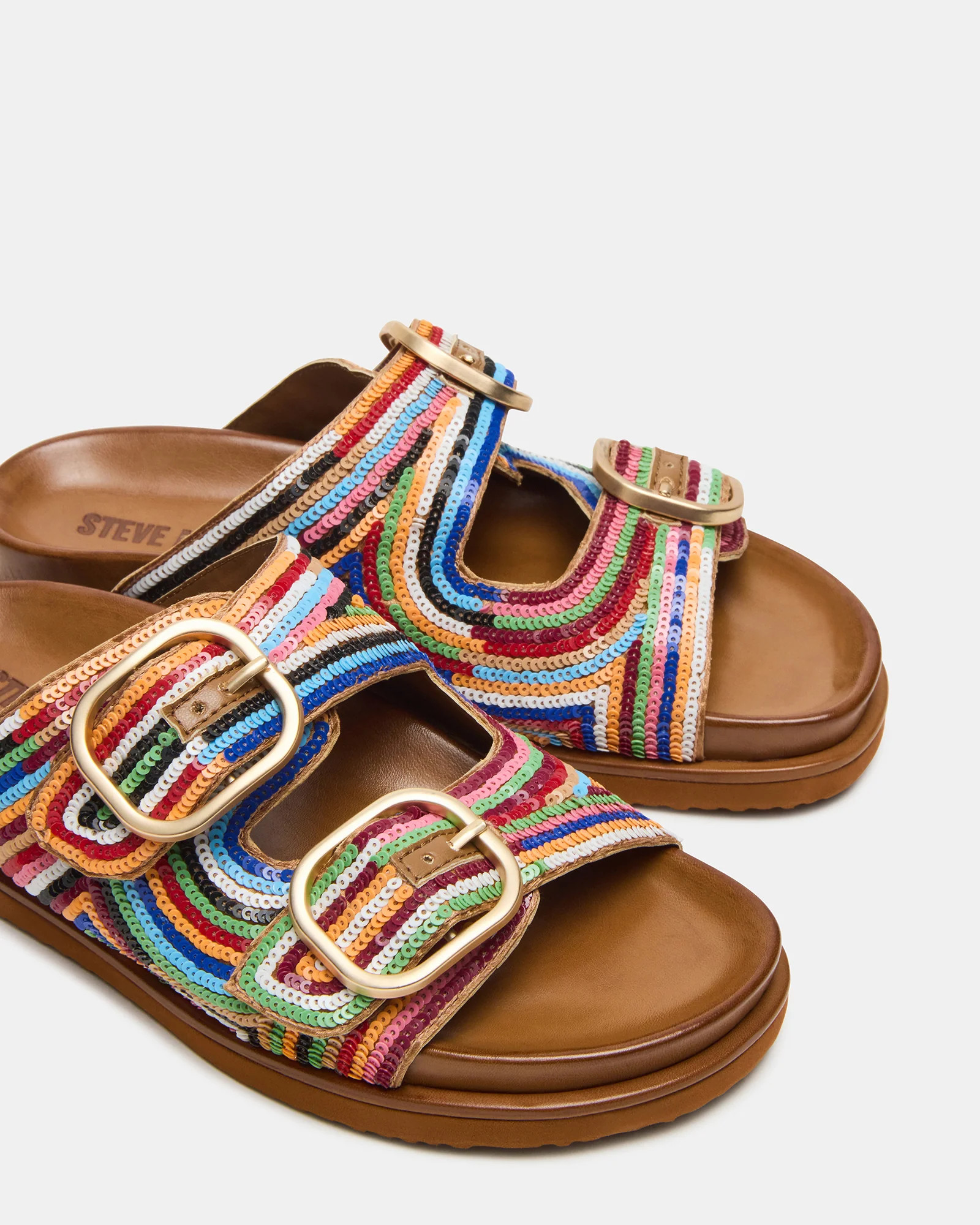 TOURIST Multi Color Footbed Slide Women's Sandal | Steve Madden (US)