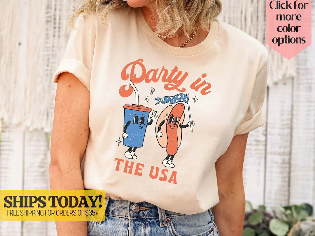 Retro Party in the USA shirt, 4th of July tee, Retro funny fourth shirt, Womens 4th of July shirt... | Etsy (US)