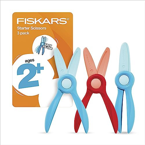 Fiskars Starter Toddler Scissors for Kids Ages 2+ (3-Pack), Small Safety Plastic Scissors, Easy Grip Art Supplies for Kids for Back to School, Left and Right Handed Suitable | Amazon (US)