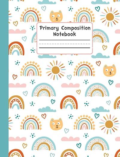Primary Composition Notebook Rainbows: Half Page Ruled Primary Writing Journal for Kids Grades K-... | Amazon (US)