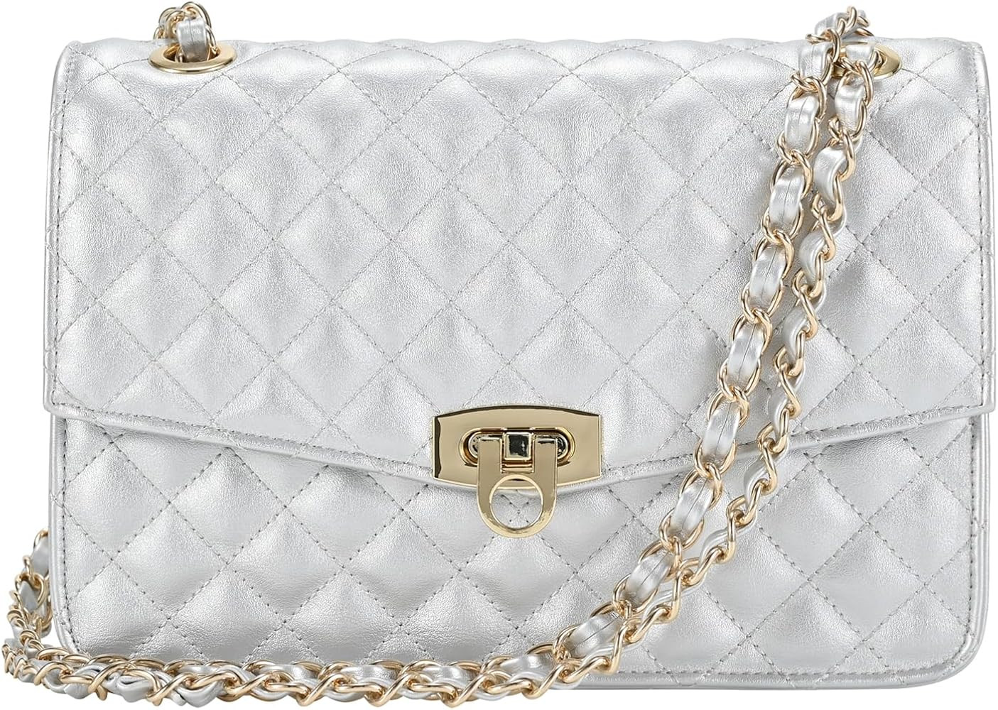 GM LIKKIE Quilted Shoulder Bag for Women, Medium Flap Crossbody Handbag with Chain Strap, Soft Ve... | Amazon (US)
