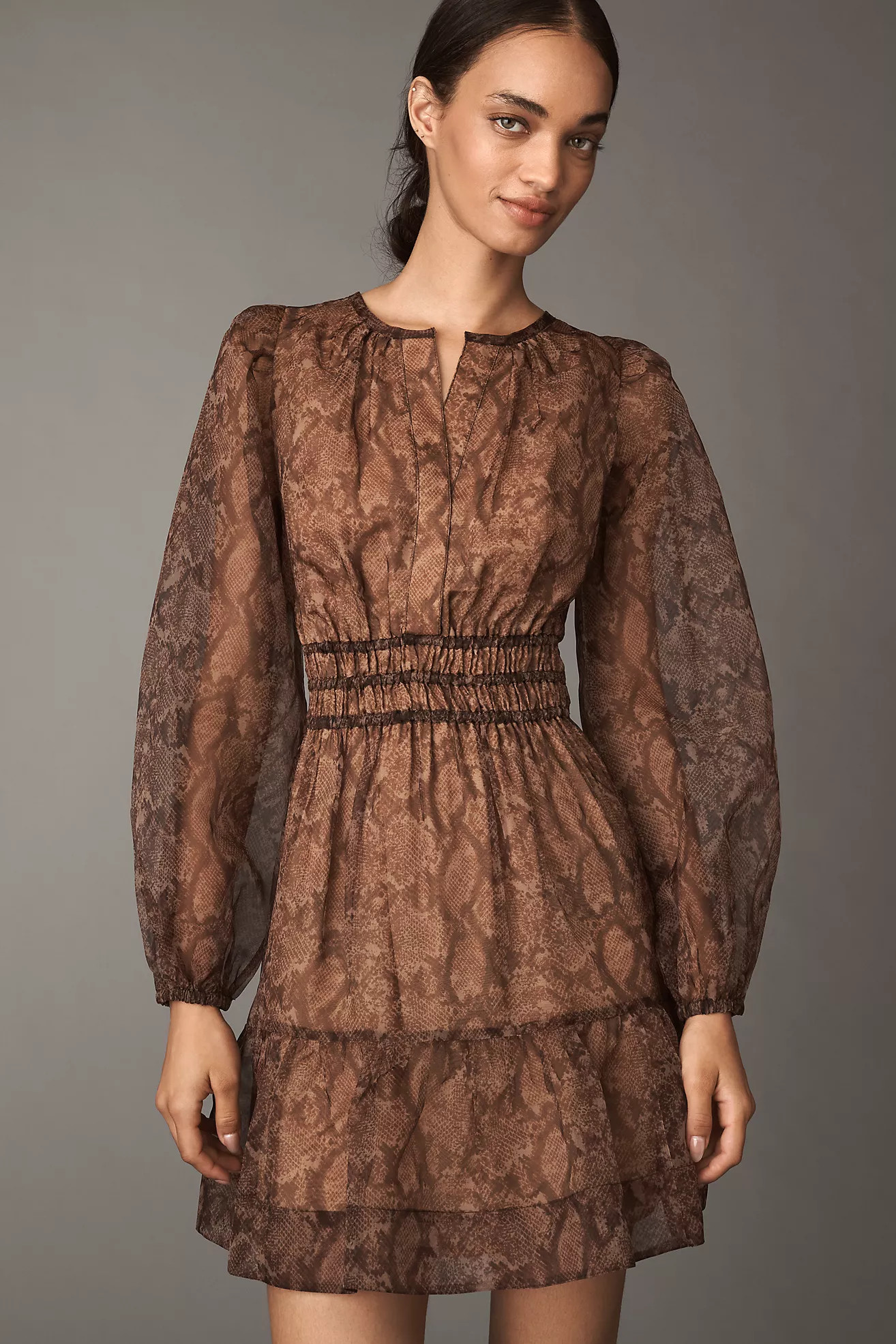 The Somerset Long-Sleeve Organza Mini Dress | Anthropologie (US)