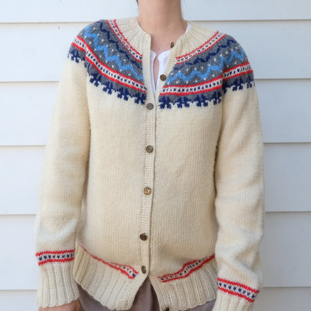 Vintage Northern Isles Sweater Cream Nordic Fair Isle Knit - Etsy | Etsy (US)