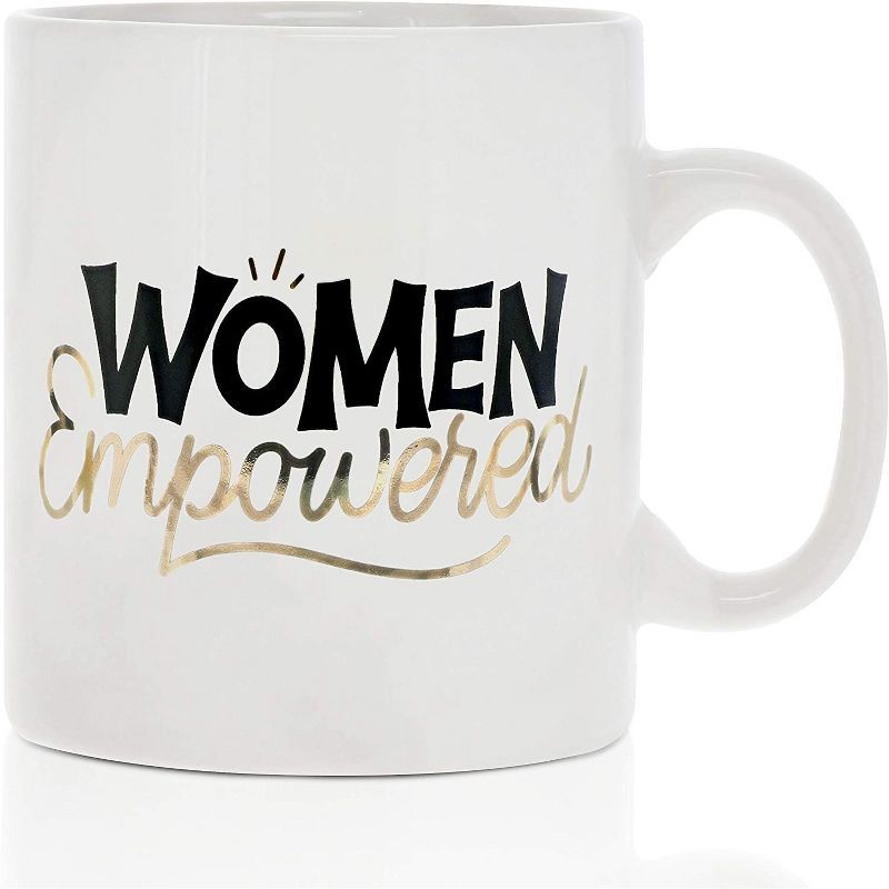 Okuna Outpost White Large Ceramic Coffee Mug Tea Cup, Women Empowered (White, 16 oz) | Target