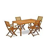 This 5 Piece Acacia Hardwood Outside patio Sets includes an outdoor table and four chairs | Amazon (US)