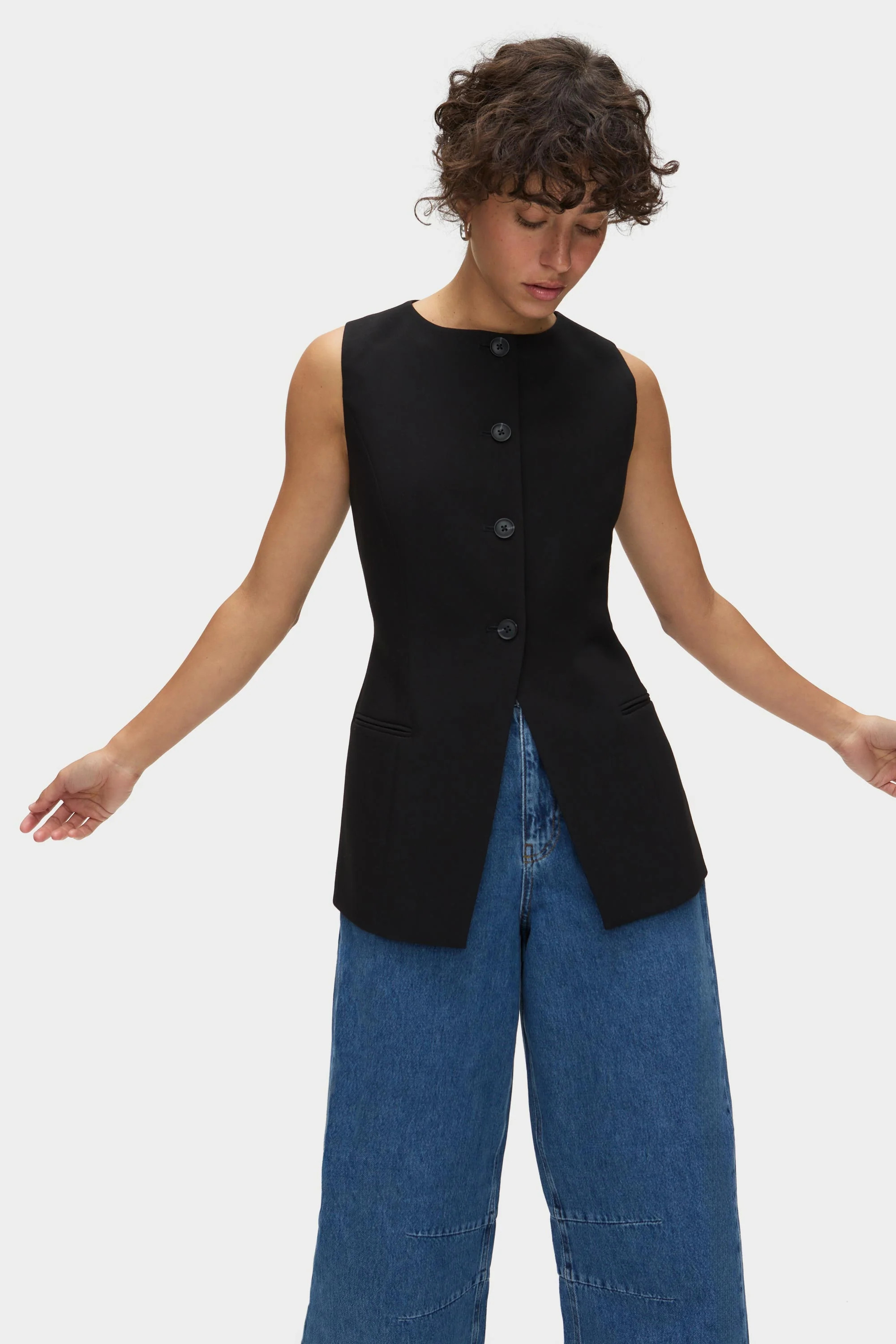 ALIGNE Long Waistcoat - Black | Leo | ALIGNE USA