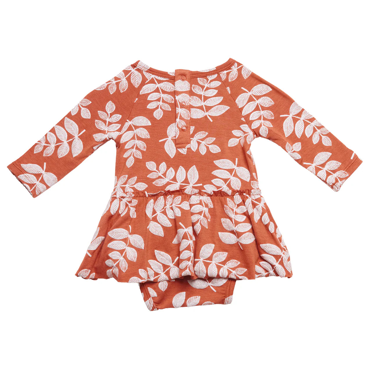 Long Sleeve Skirted Bodysuit, Rust Fern | SpearmintLOVE