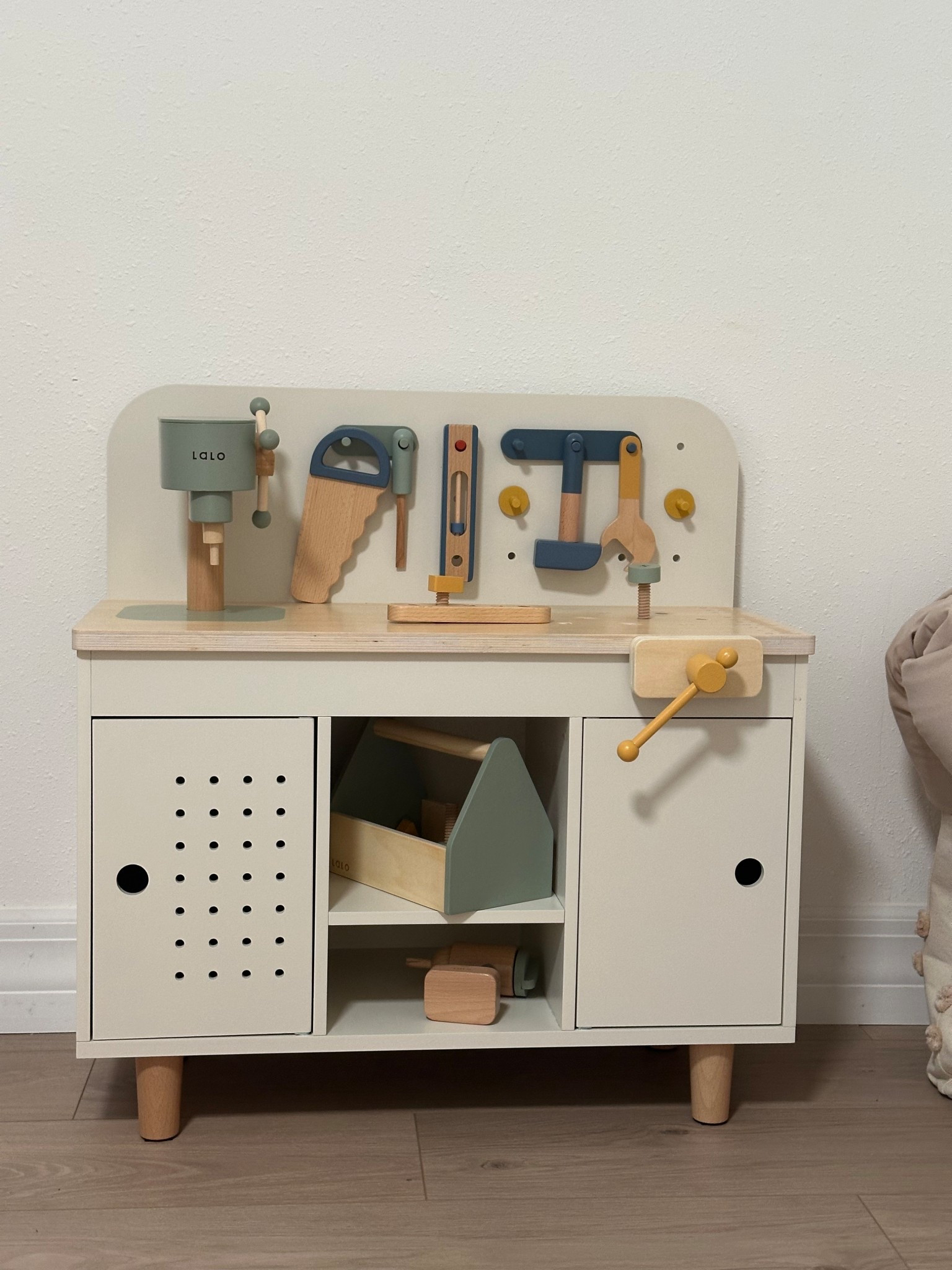 Cute wooden workbench to play with the kids :) I also have a code: KATYIRONMAN 

#LTKBaby #LTKFamily #LTKKids