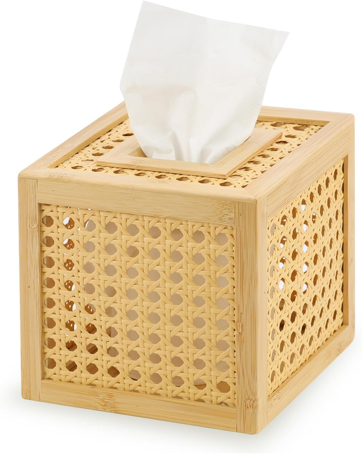 Boho Tissue Box Cover Square, Rattan Tissue Box Holder, 5.7x5.7x5.7 Inch Cute Classy Girl Tissue ... | Amazon (US)