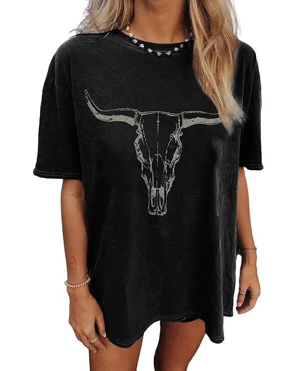 Womens Oversized Tshirt Flower Graphic Tees Nashville Music Short Sleeve Shirts Summer Casual Loo... | Amazon (US)