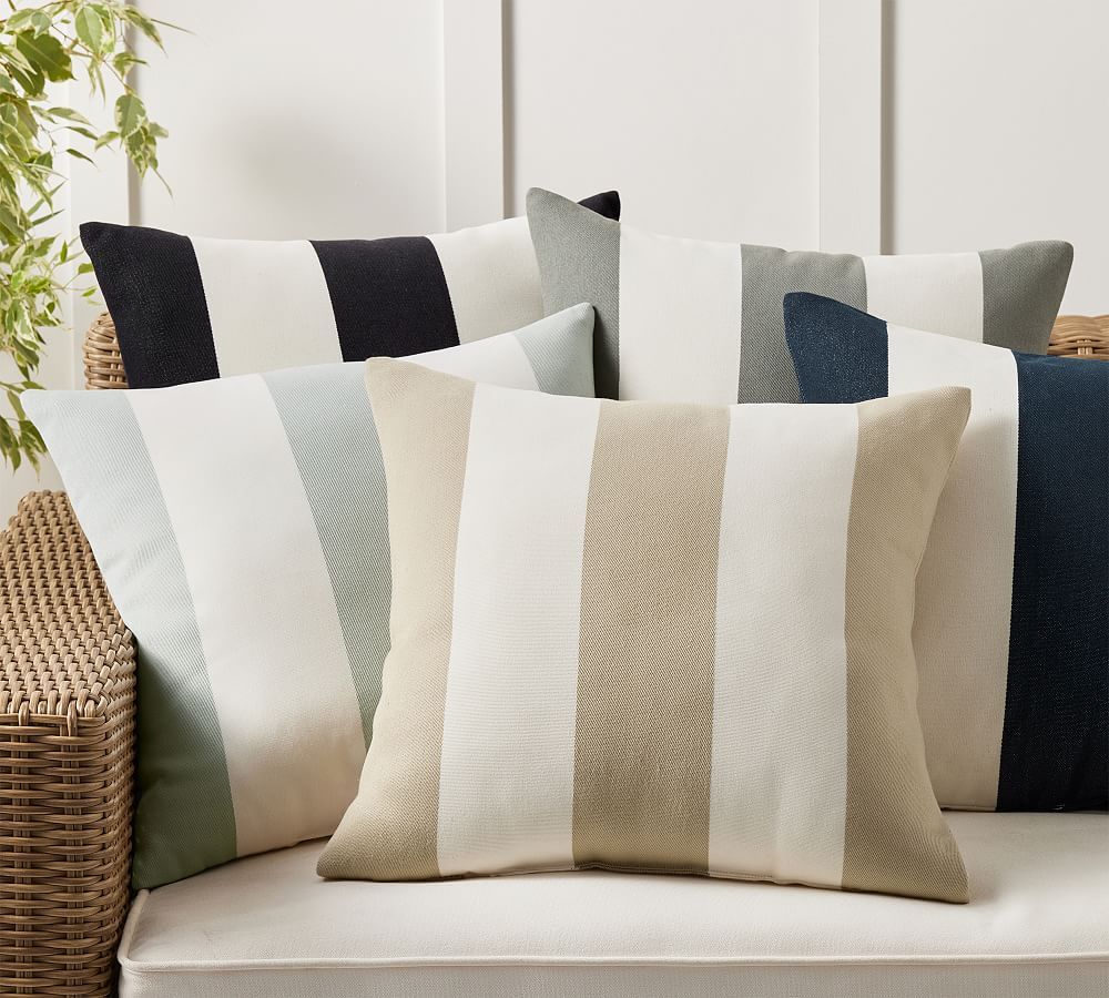 Classic Striped Outdoor Pillow | Pottery Barn (US)