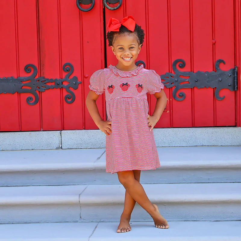 Mouse Ears Red Stripe Ruffle Collared Dress | Classic Whimsy