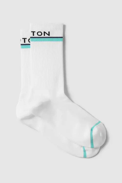 Peloton Perormance Dbl Stripe Crew Sock in Aqua Sky at Nordstrom, Size Small | Nordstrom