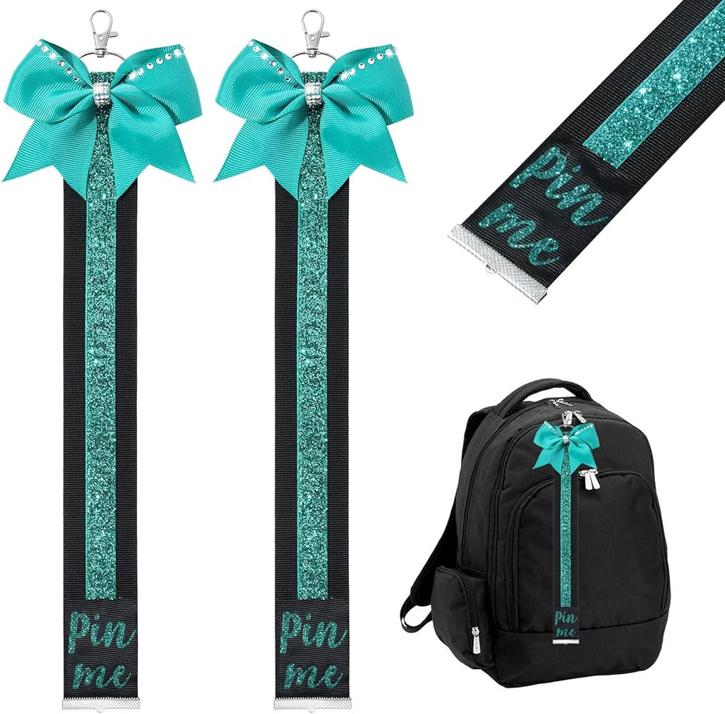 DEEKA 2 PCS Cheer Pin Strap Pin Me Ribbon for Backpack Glitter Cheerleader Keychain Cheer Gifts B... | Amazon (US)
