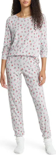 Print Brushed Knit Pajamas | Nordstrom