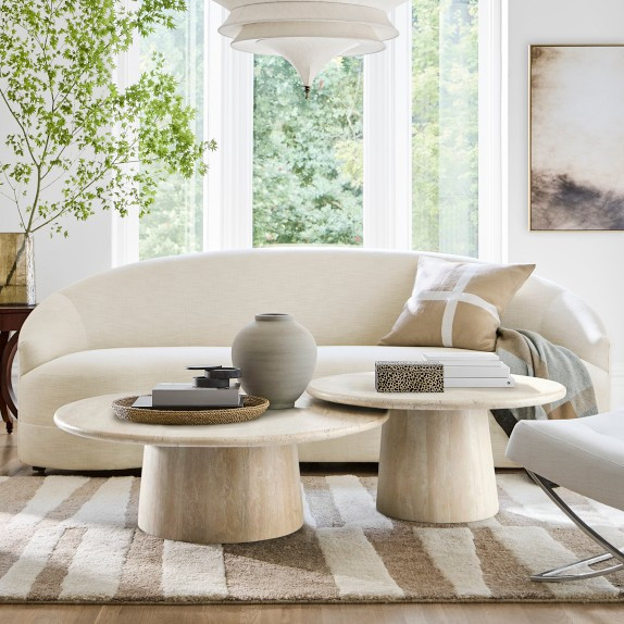 Ortega Travertine Nesting Coffee Tables (36"- 70.5") | Williams-Sonoma