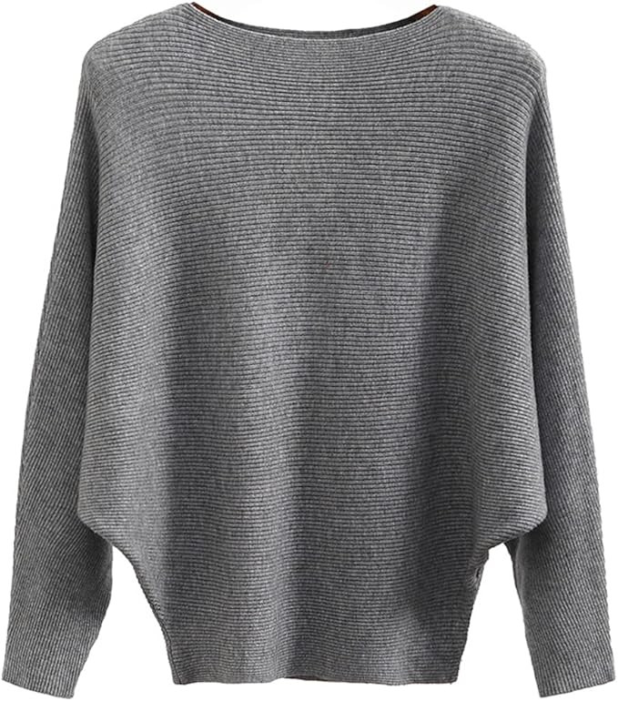 Womens Oversized Lightweight Boat Neck Dolman Batwing Sweater Fall Winter Casual Slouchy Knitted ... | Amazon (US)