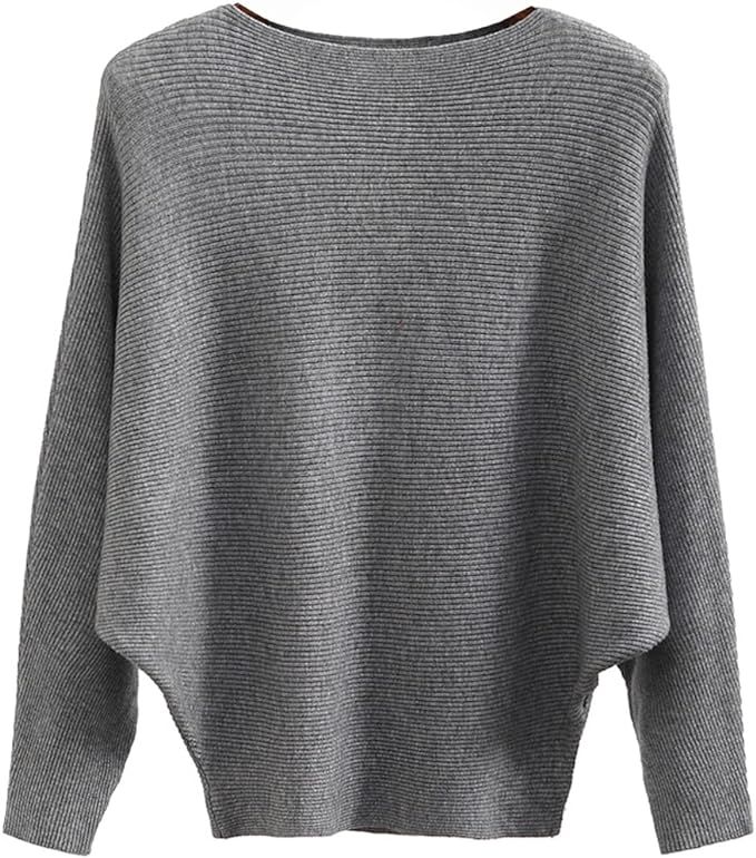 Womens Oversized Lightweight Boat Neck Dolman Batwing Sweater Fall Winter Casual Slouchy Knitted ... | Amazon (US)