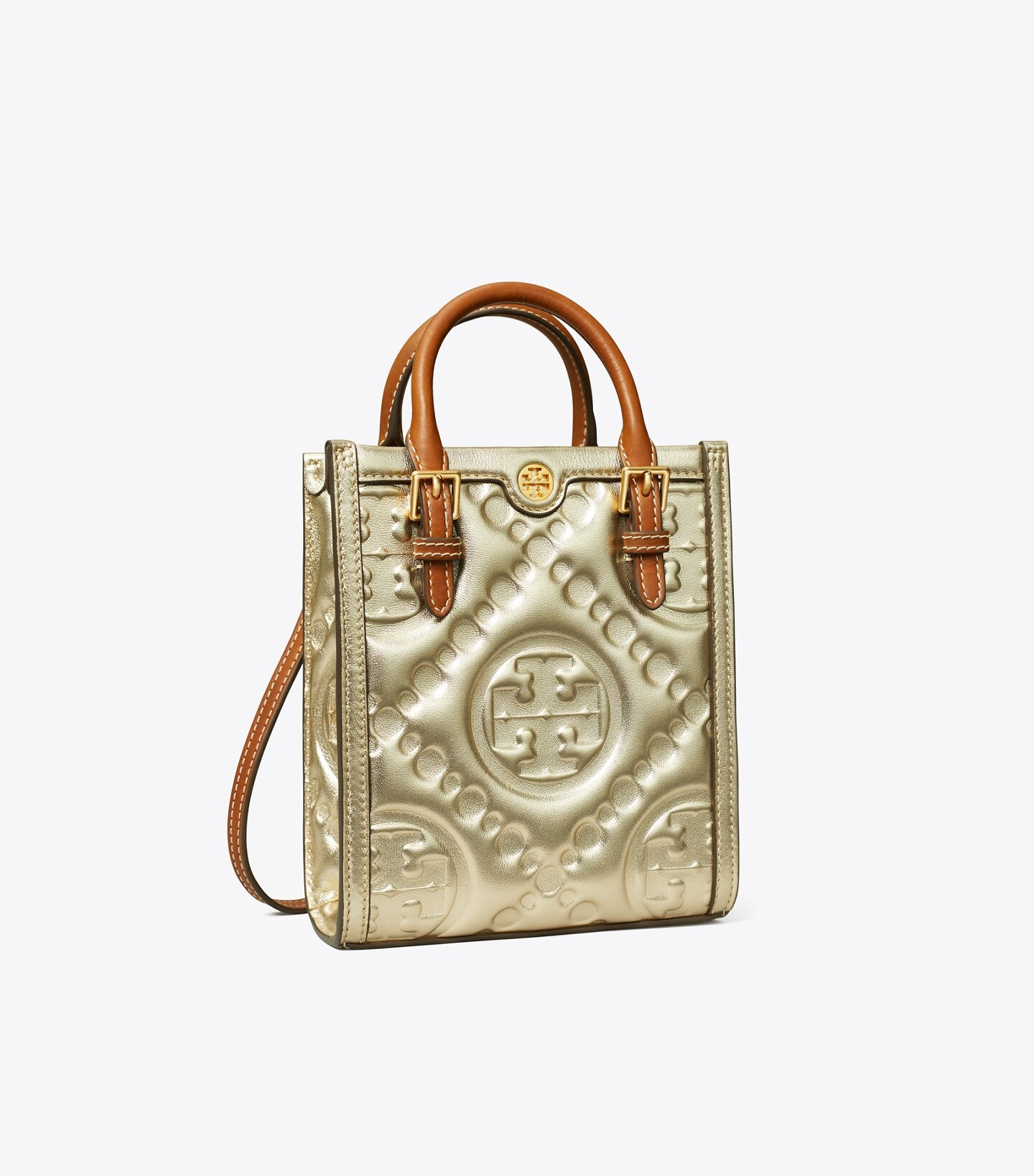 T MONOGRAM EMBOSSED METALLIC MINI TOTE | Tory Burch (US)