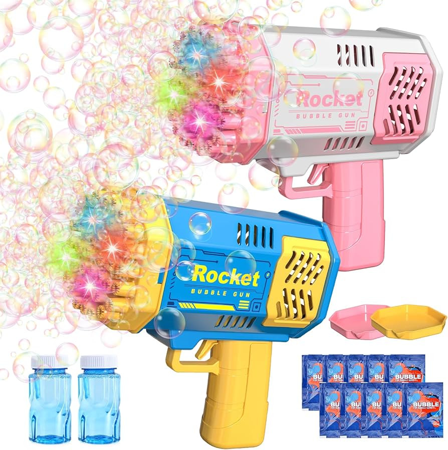 Bubble Machine 2 Pack Mini Bubble Gun for Toddlers, Bubble Maker Blower Toys with Lights,4000+ Bu... | Amazon (US)