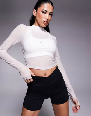 Nike Training Zenvy yoga sheer long sleeve top in white | ASOS (Global)