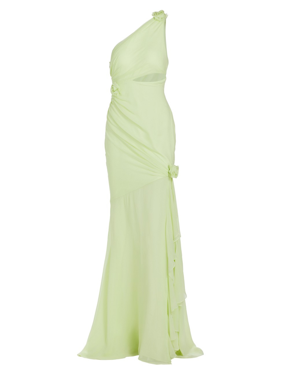Women's Kaleb Ruffled Silk Chiffon Gown - Pistachio - Size 6 | Saks Fifth Avenue