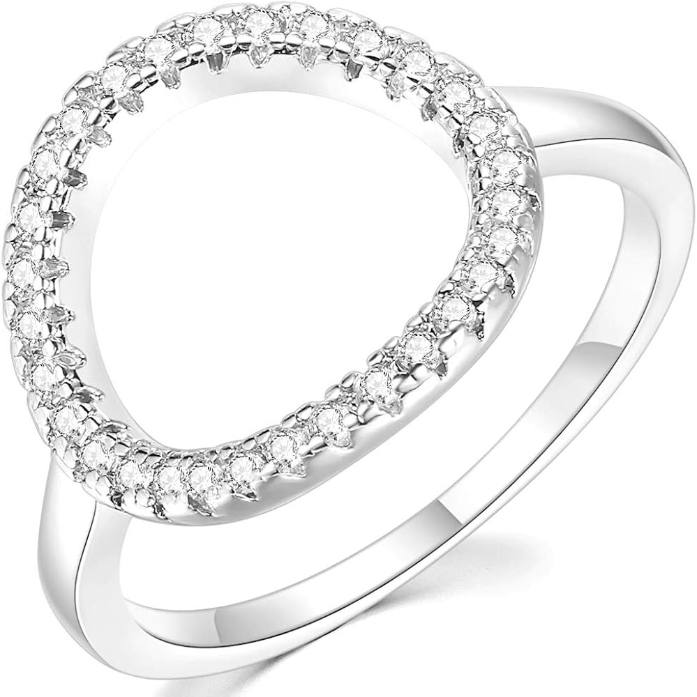 Jude Jewelers Silver Rose Gold Open Circle Karma Promise Statement Ring | Amazon (US)
