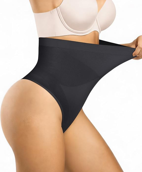 SHAPELLX Shapewear Thong Tummy Control High Waist Body Shaper Underwear | Amazon (US)