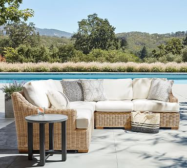 Huntington Wicker 5-Piece Slope Arm Outdoor Sectional (100") | Pottery Barn (US)