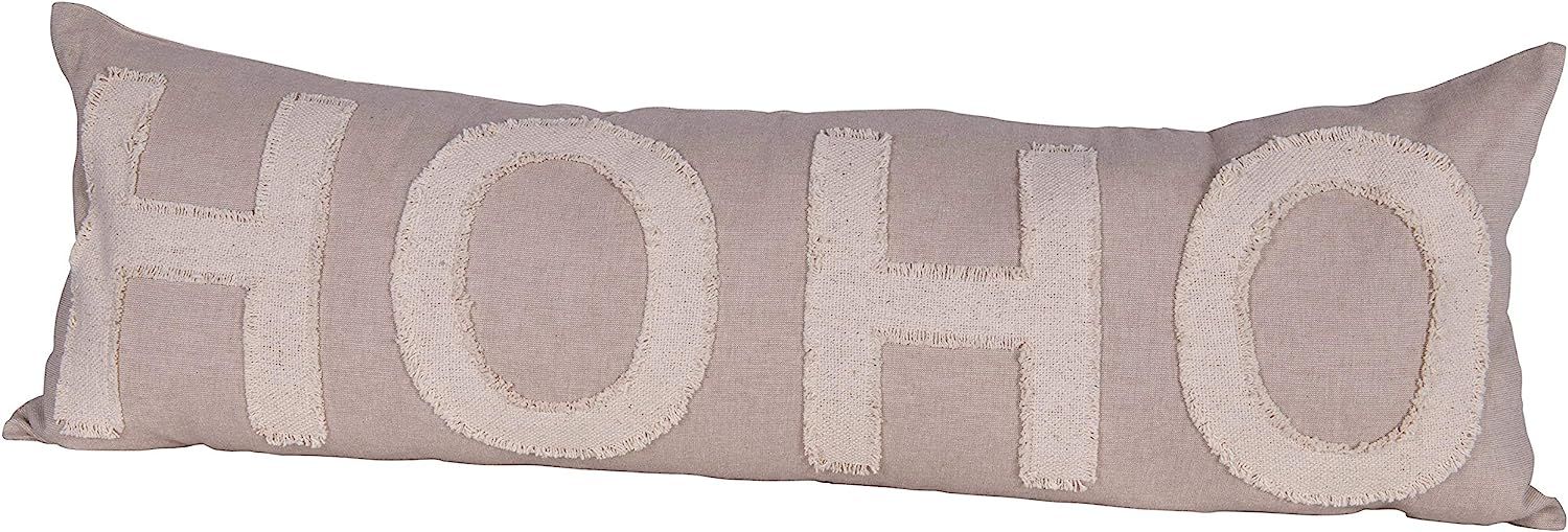 Creative Co-Op Ho Appliqued Cotton Chambray Lumbar Pillow, Taupe | Amazon (US)
